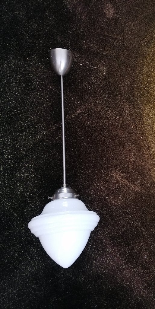 mooie vintage lamp met opaline glazen kap aan statief izgst, Ophalen of Verzenden