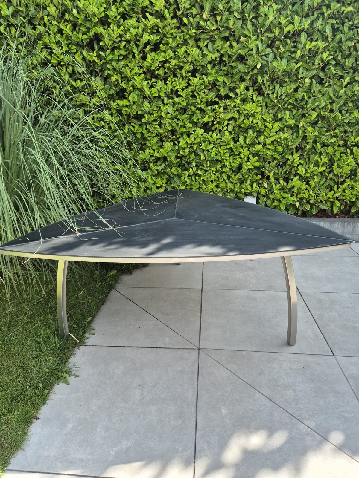 Grote tuintafel van glas met een aluminium onderstel, Ophalen, Gebruikt, Rechthoekig, Aluminium