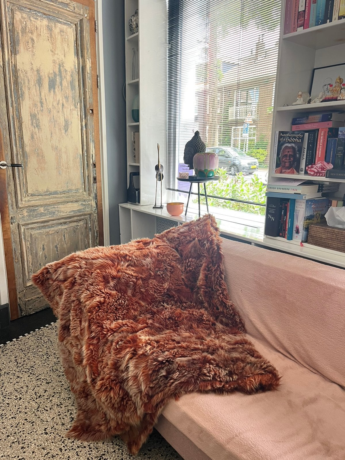 Sprei van schapenvacht, Ophalen, Luxe, Tweepersoons, Leer