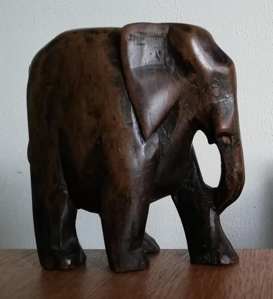 Houten olifant beeldje, Ophalen of Verzenden, Hout