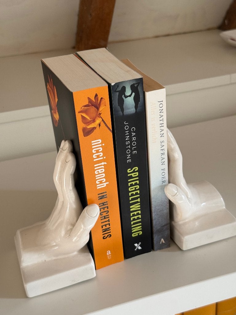 Vintage keramieken boekensteunen handen Vaga International, Vintage, Ophalen of Verzenden, Zo goed als nieuw, Wit