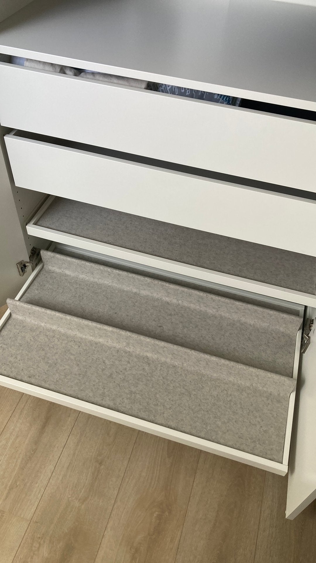 4x Ikea grijs inzetstuk voor schoenen (voor 2 lades), Ophalen, Zo goed als nieuw