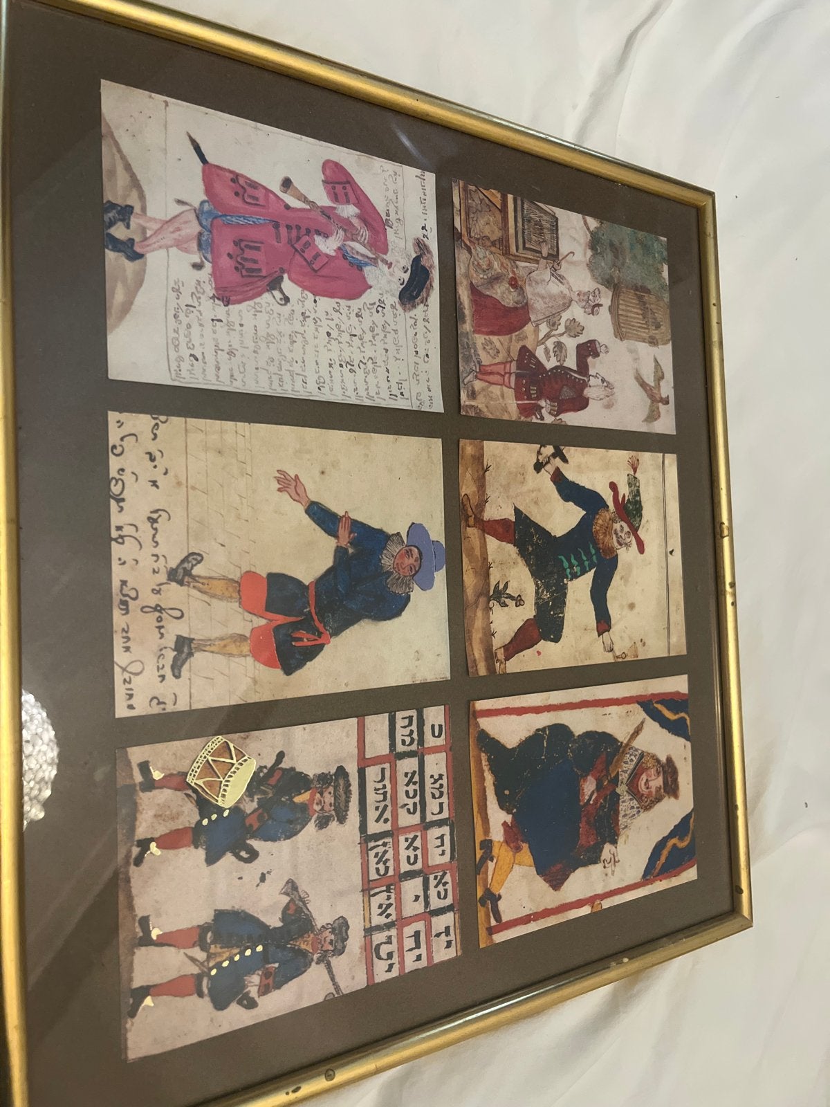 Oude prenten van figuren in traditionele kleding, ingelijst, Antiek en Kunst, Kunst | Schilderijen | Klassiek, Verzenden, Portret of Personen