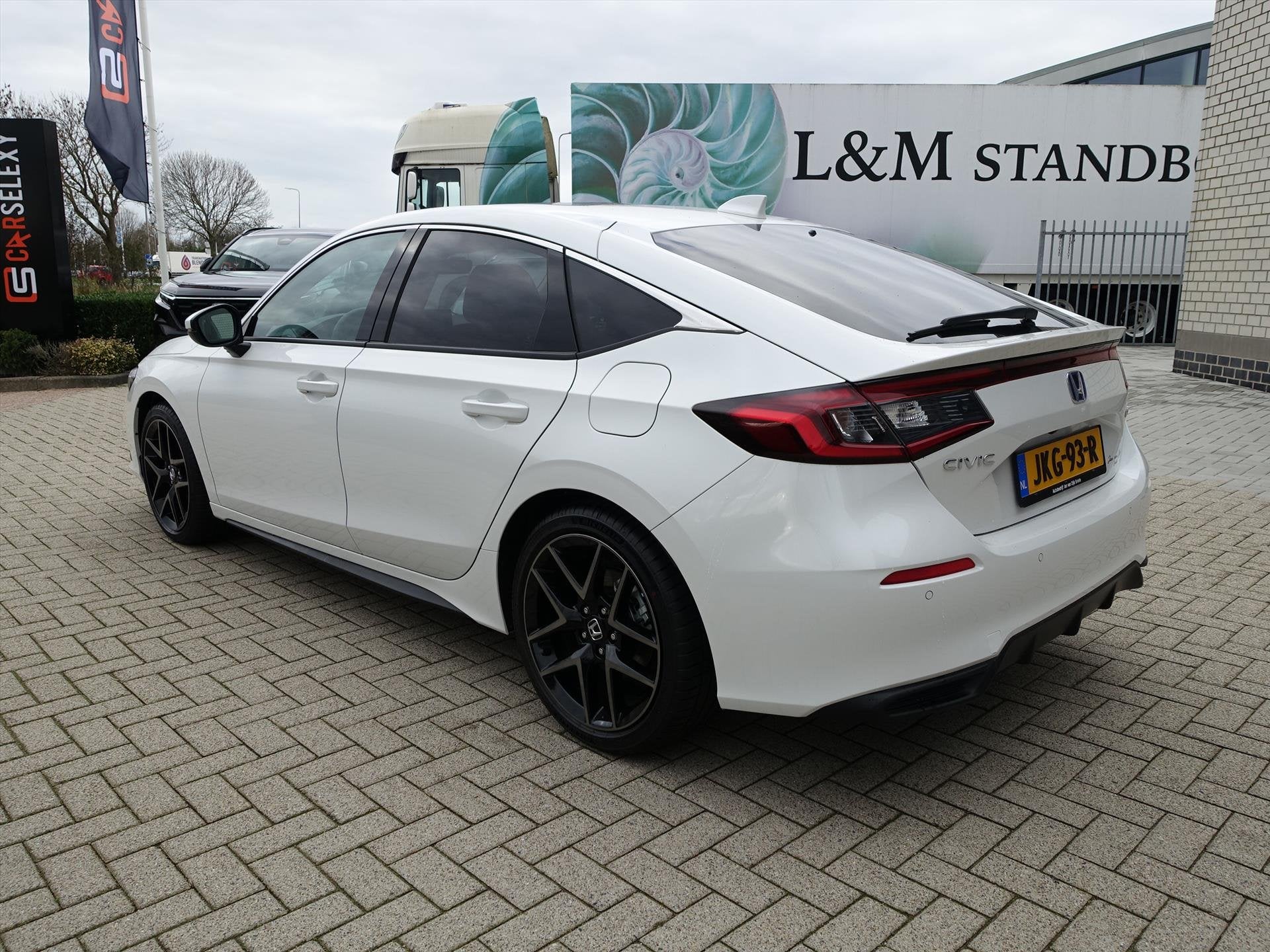 HONDA Civic 2.0 HYBRID 184PK eCVT Advance Rijklaarprijs in P, Auto's, Gebruikt, Wit, Bedrijf, Parkeercamera