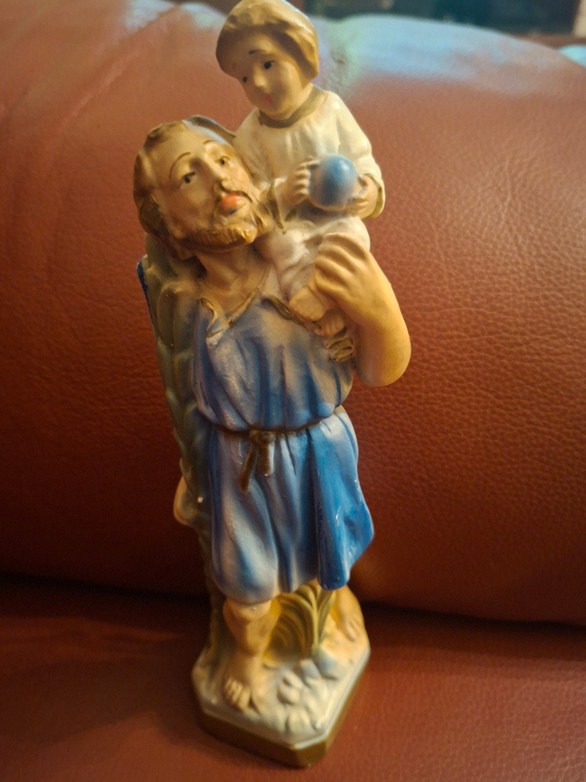Vintage Sint Christoffel beeldje met kindje Jezus, Ophalen of Verzenden