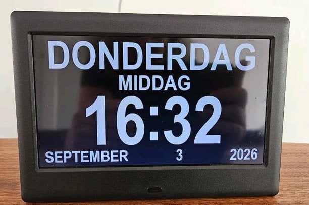 Digitale kalenderklok - dementieklok, Verzenden, Zo goed als nieuw, Digitaal