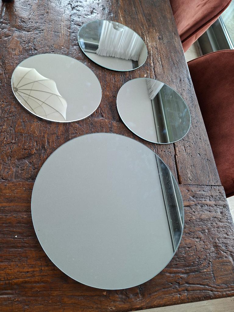 Spiegelset rond, Huis en Inrichting, Woonaccessoires | Spiegels, Ophalen, Minder dan 50 cm, Gebruikt, Rond