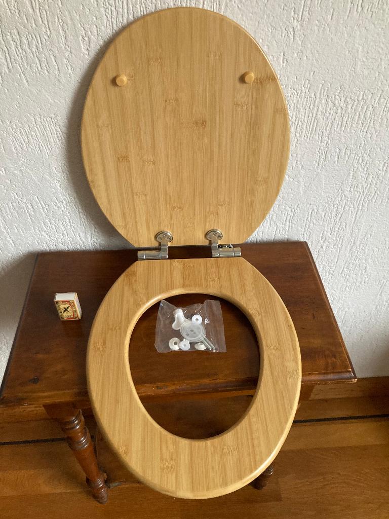 Houten bamboe massief hout toiletbril met deksel soft close, Ophalen of Verzenden, Nieuw, Rvs, Toilet