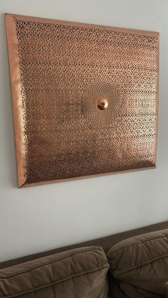 Set van 2 luxe bronzen wandpanelen 95x95 cm – oosterse stijl, Ophalen of Verzenden, Zo goed als nieuw