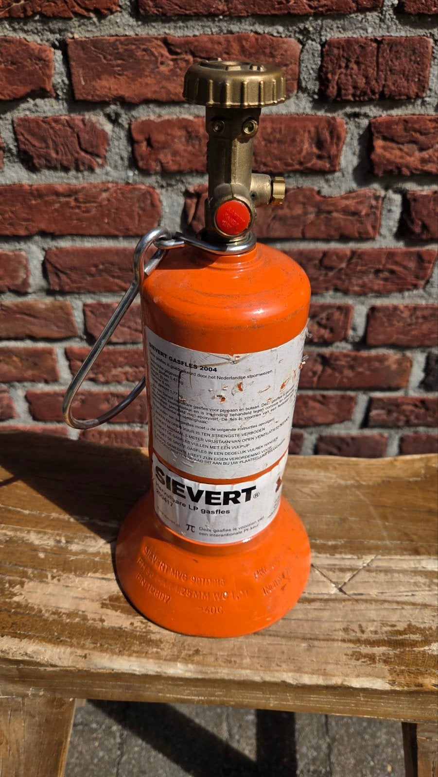 Sievert gasfles /Karweifles, Ophalen, Gebruikt