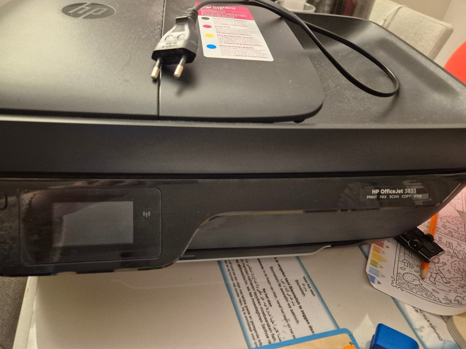 HP OfficeJet 3833 All-in-One Printer, Ophalen, Gebruikt, Inkjetprinter, All-in-one