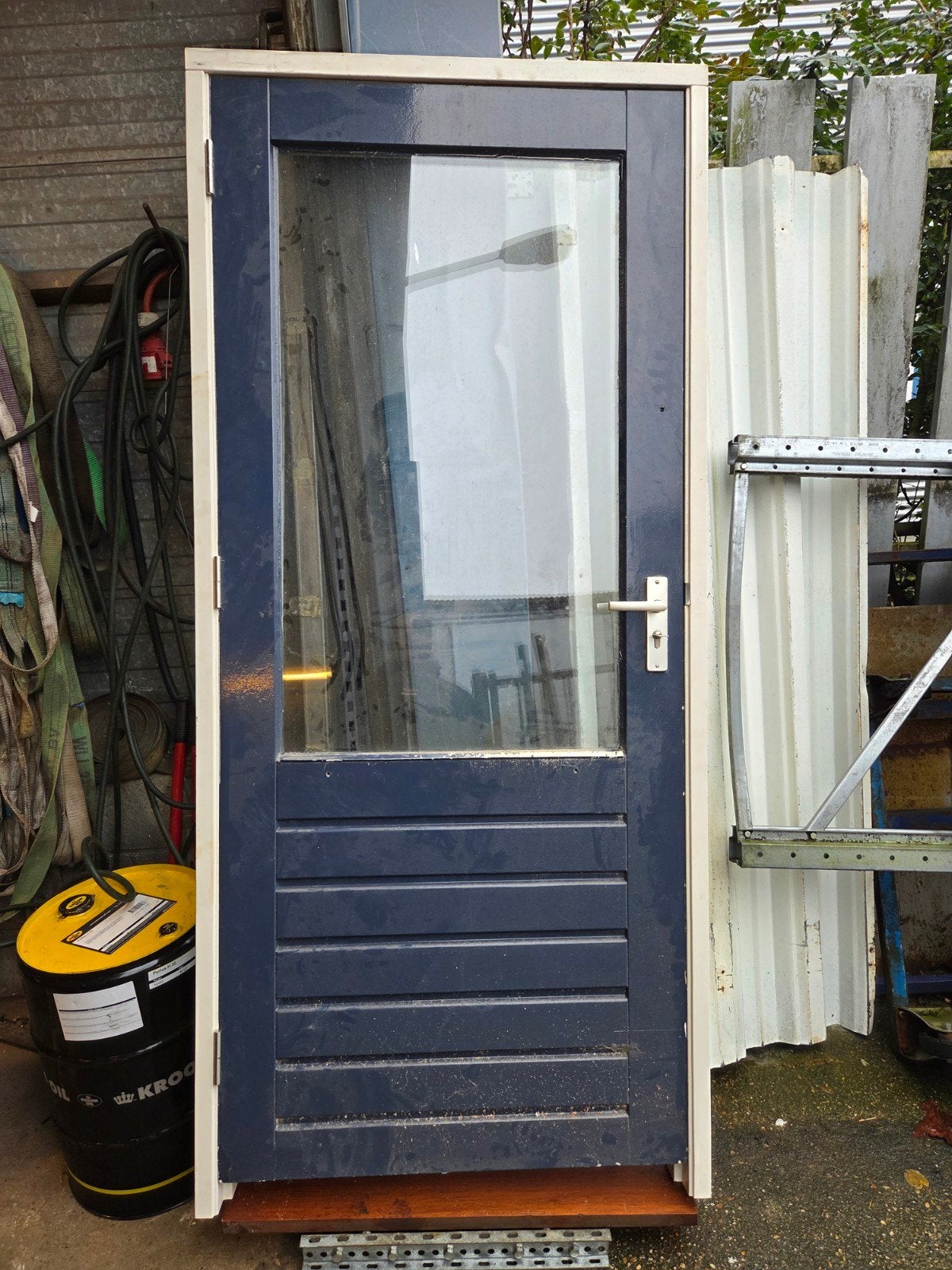 hardhouten buitendeur met of zonder kozijn, Gebruikt, 80 tot 100 cm, 215 cm of meer, Ophalen of Verzenden