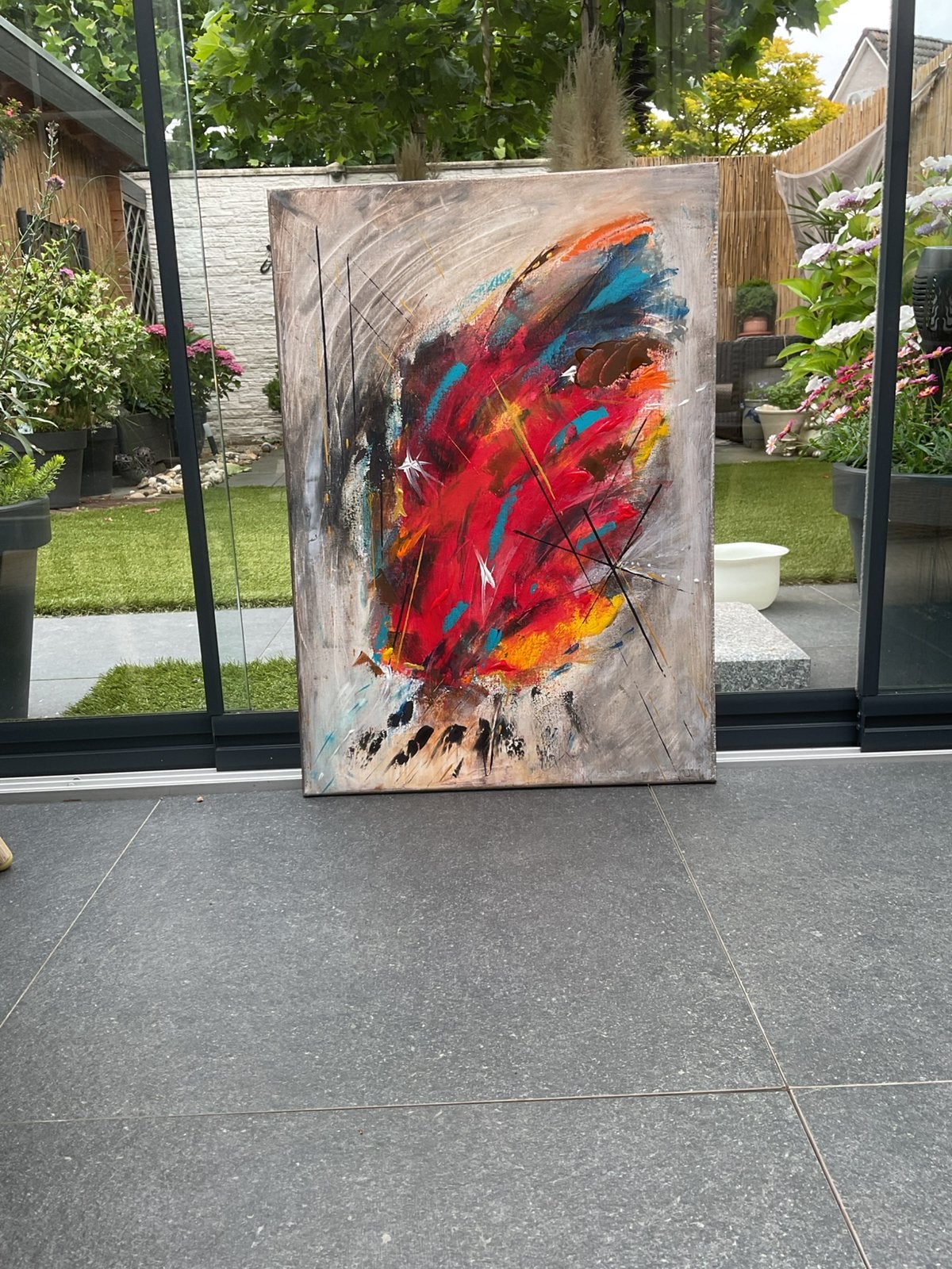 Nieuw!Mooi kleurrijk abstract schilderij(50x70cm)Handgemaakt, Ophalen of Verzenden