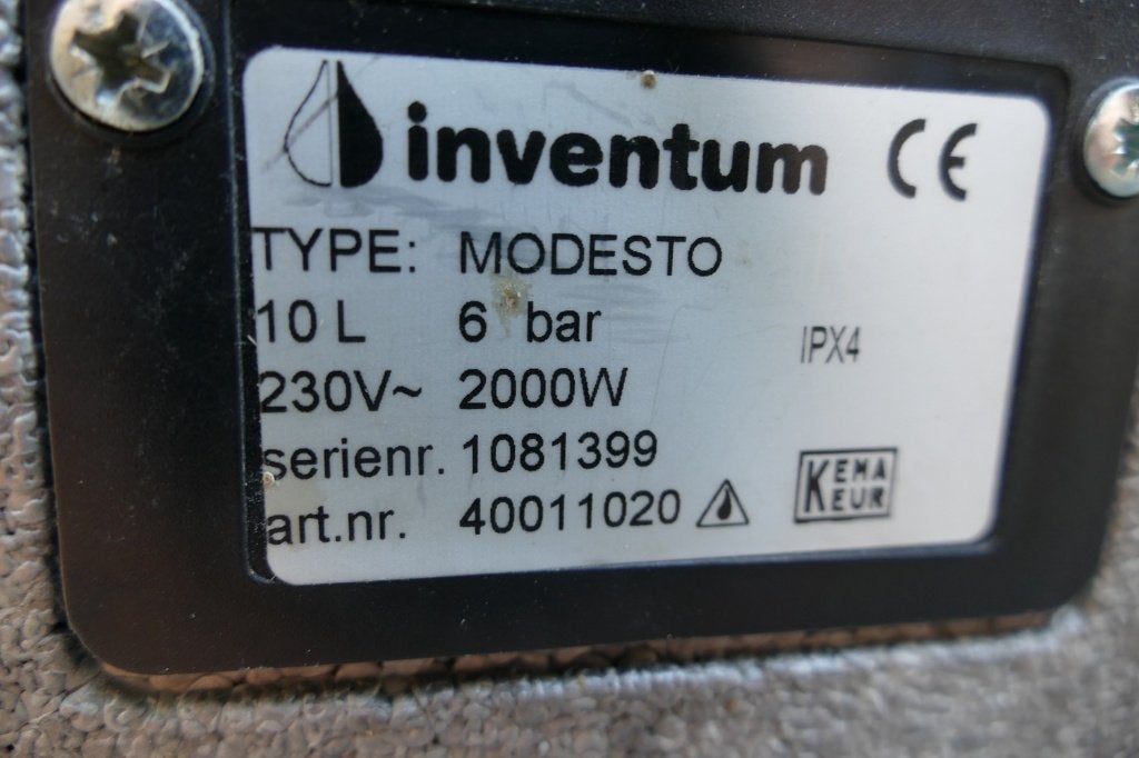 Inventum Modesto 10L Cold-Fill Boiler, Ophalen, Gebruikt, Boiler, Minder dan 20 liter