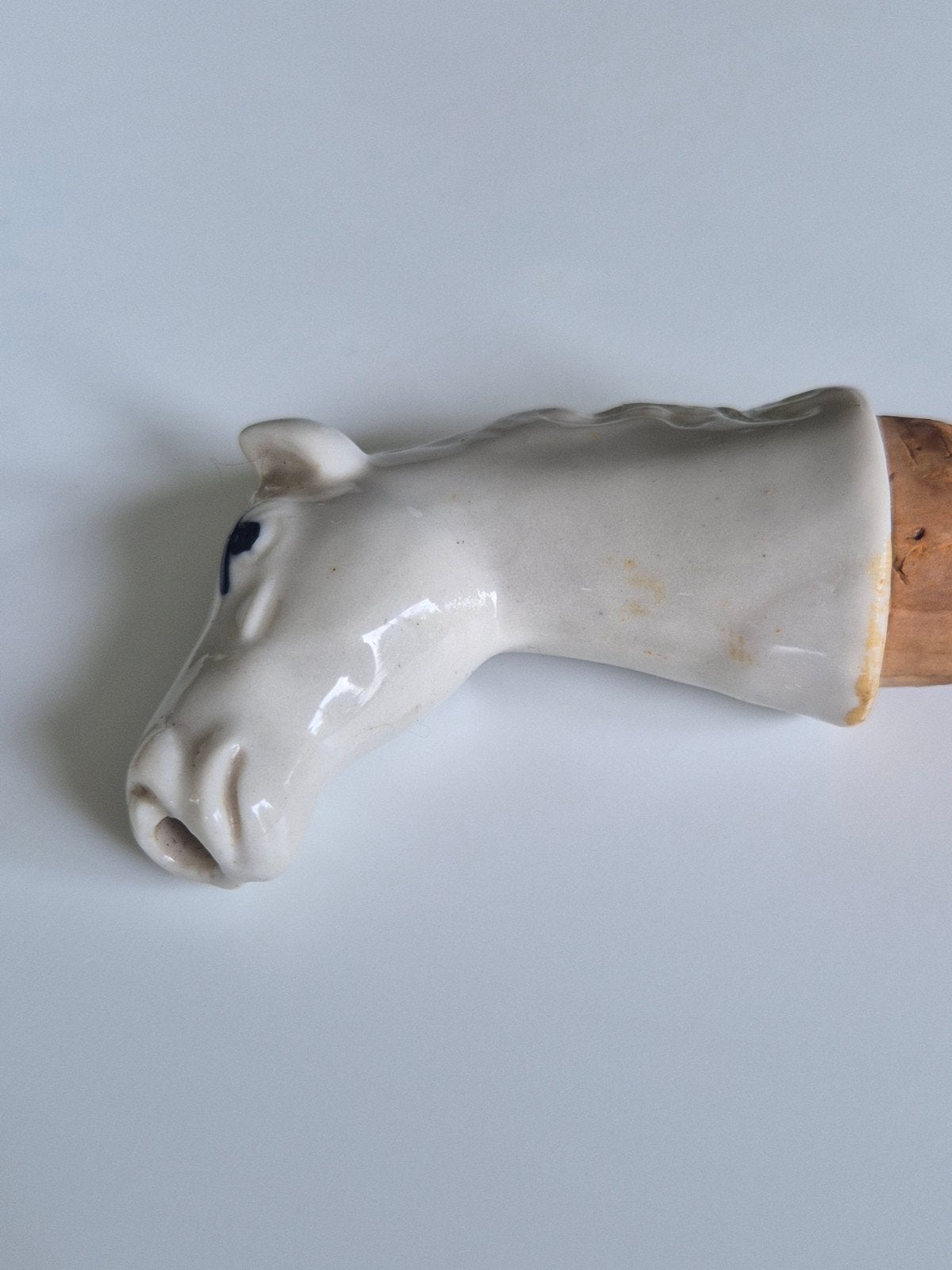 Vintage keramische paardenkop schenktuit met kurk, Ophalen of Verzenden