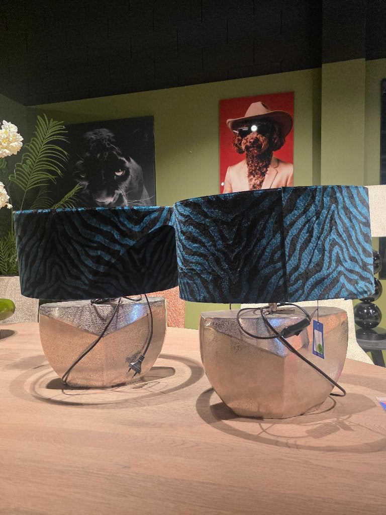 Set van 2 Nette Lampen met Zebraprint Kappen, Ophalen, Modern, Trendy, Speels, E27 (groot), Textiel