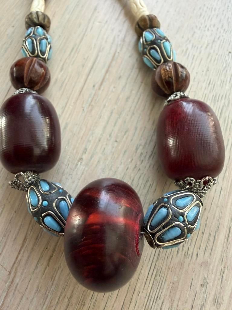 Ketting met diverse materialen, Ophalen of Verzenden, Zo goed als nieuw, Overige kleuren, Overige materialen