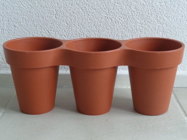 Bloempot 3 op een rij, kunststof, Kunststof, Rond, Nieuw, Ophalen of Verzenden