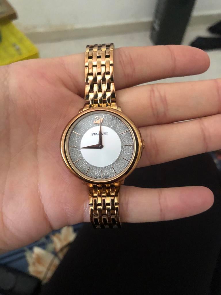 Swarovski dameshorloge met roségouden band, Overige merken, Polshorloge, Ophalen of Verzenden, Zo goed als nieuw