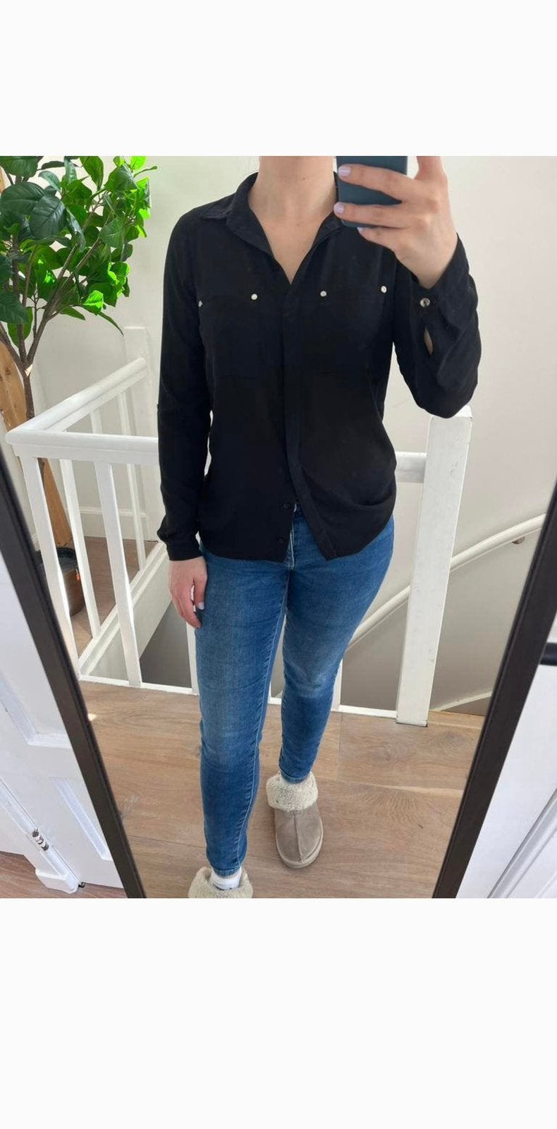 Zwarte blouse maat XS / 34, Atmosphere, Zwart, Ophalen of Verzenden, Zo goed als nieuw