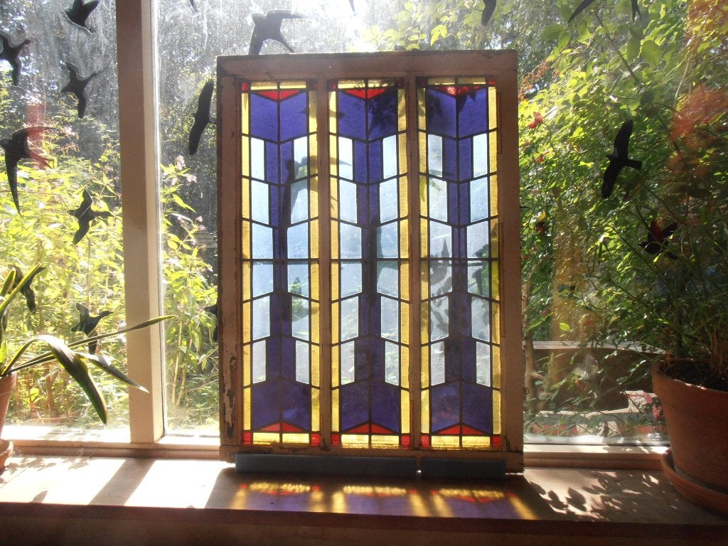 glas in lood art deco raam kozijn, Ophalen