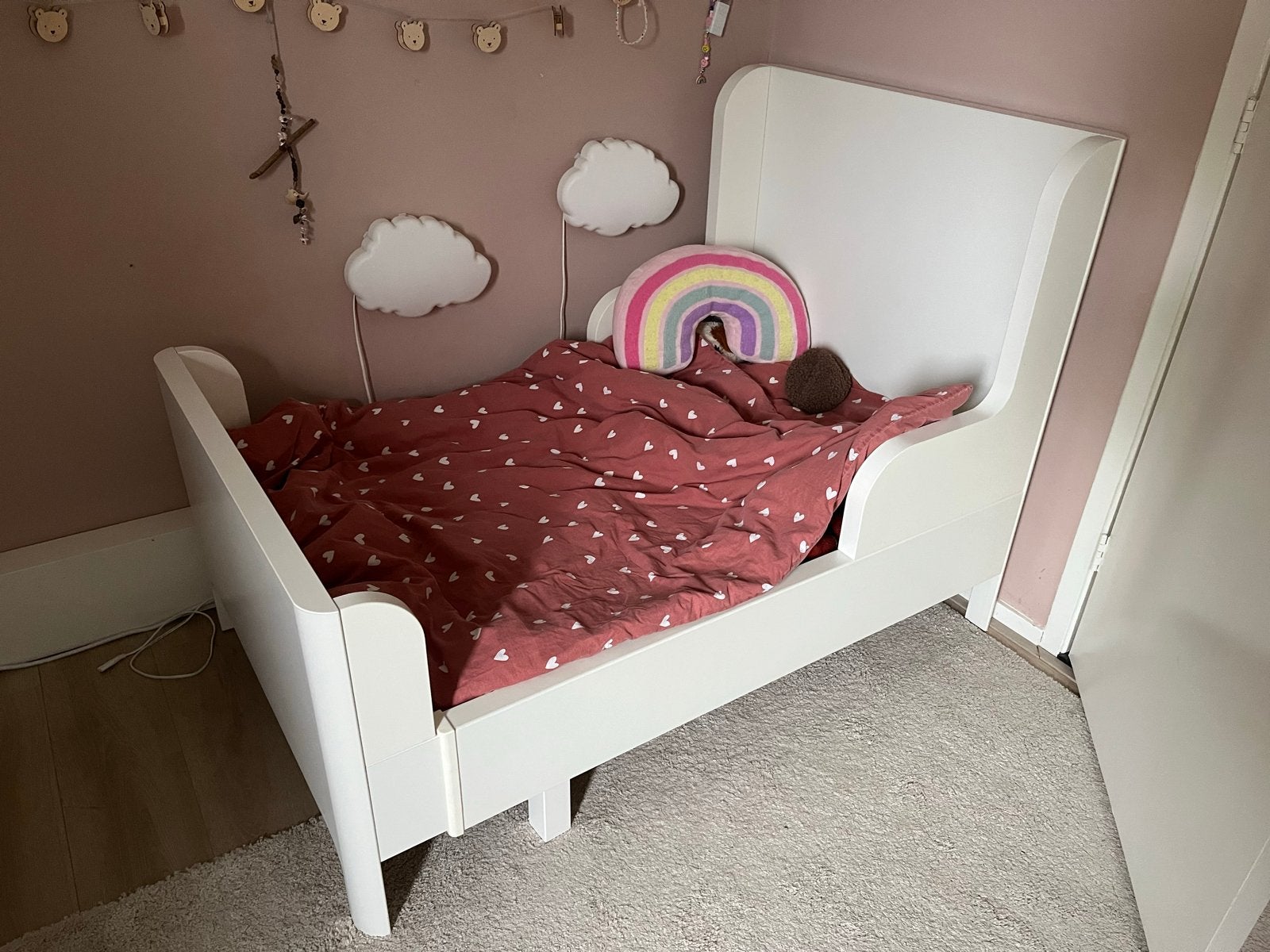 IKEA BUSUNGE meegroeibed wit kinderbed, Ophalen, Gebruikt, 70 tot 85 cm, Lattenbodem
