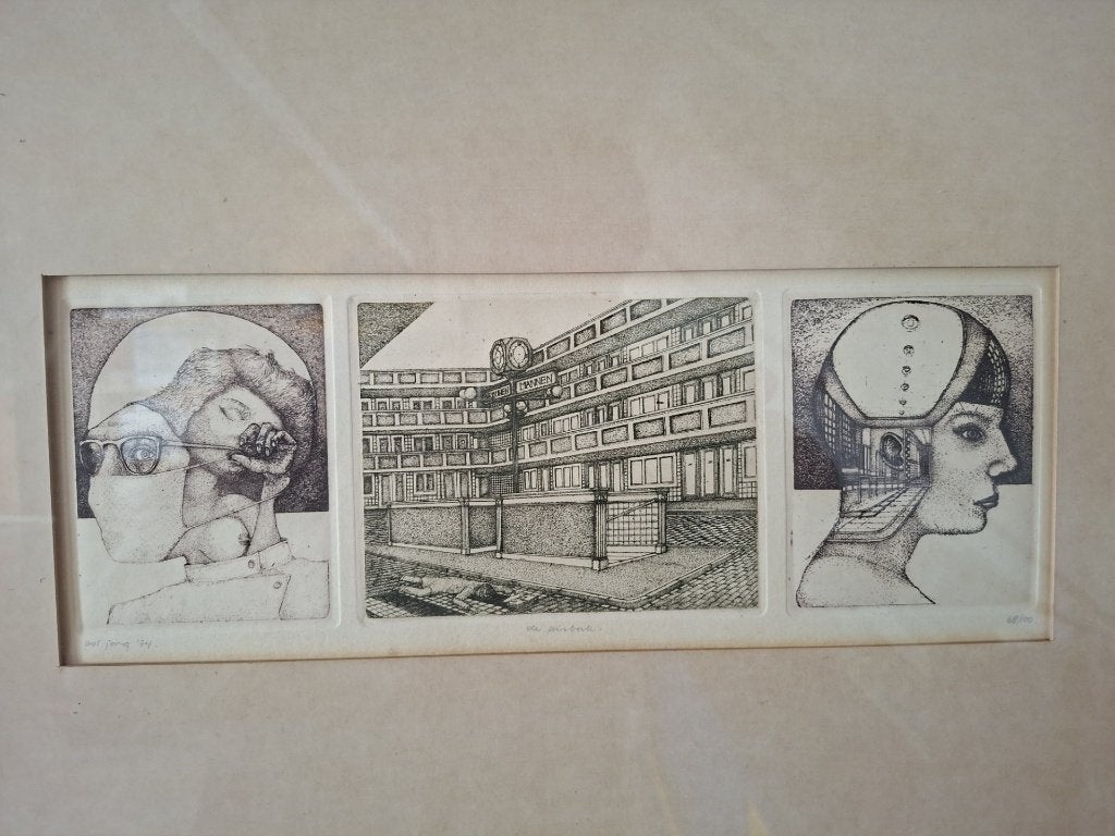 Grafiek Pol Jong De Pisbak, Antiek en Kunst, Kunst | Litho's en Zeefdrukken, Zeefdruk, Met glas, Abstract, Ophalen