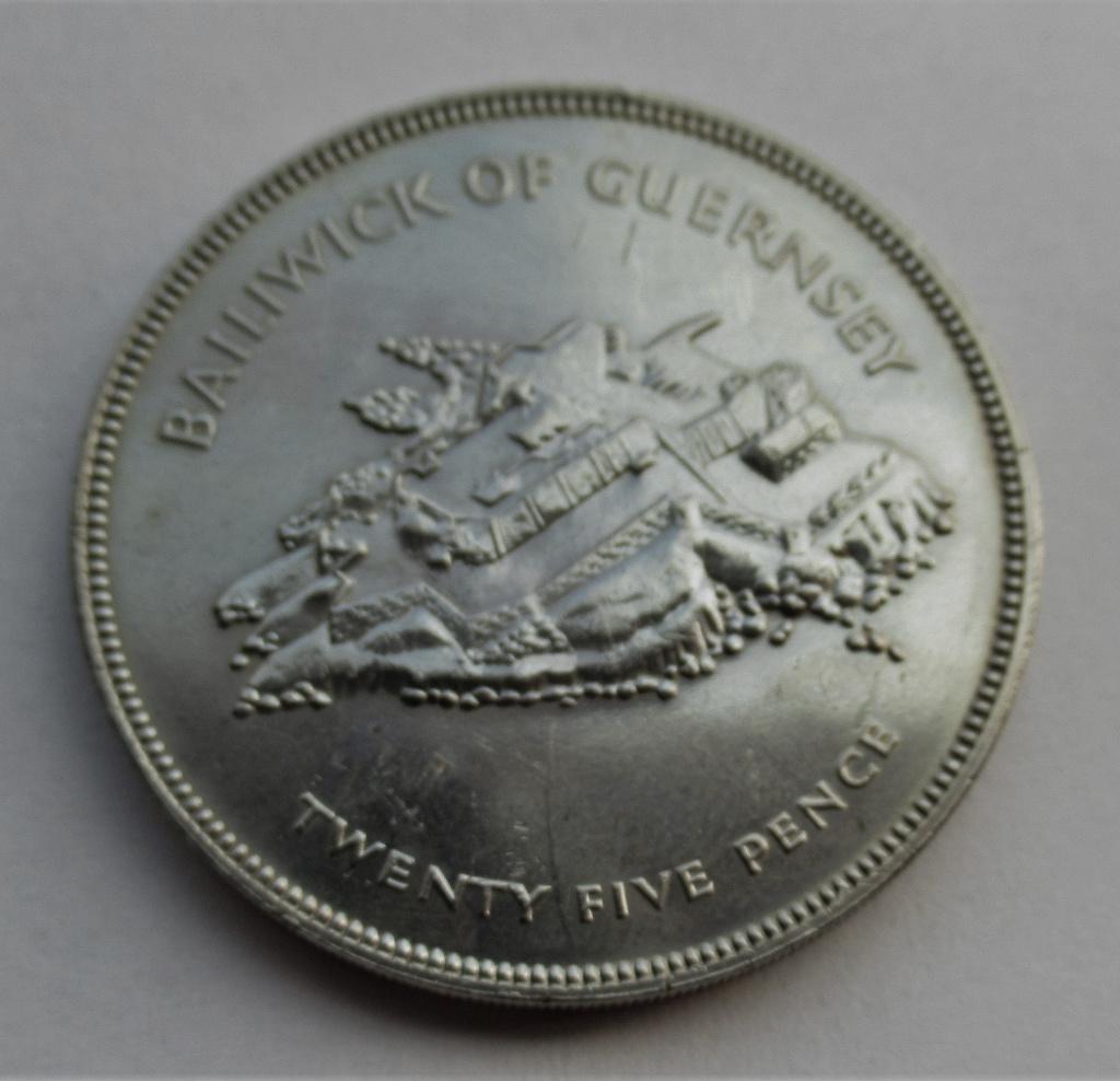 Guernsey 25 pence 1977 Queen Elizabeth II, Verzenden, Overige landen