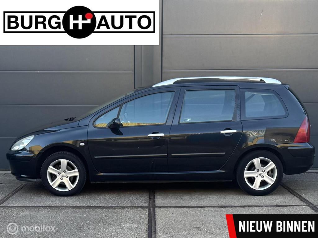 Peugeot 307 SW 1.6 16V - APK T/M 12-02-2027 - 7 ZITS - ECC -, Stof, Gebruikt, Zwart, 4 cilinders
