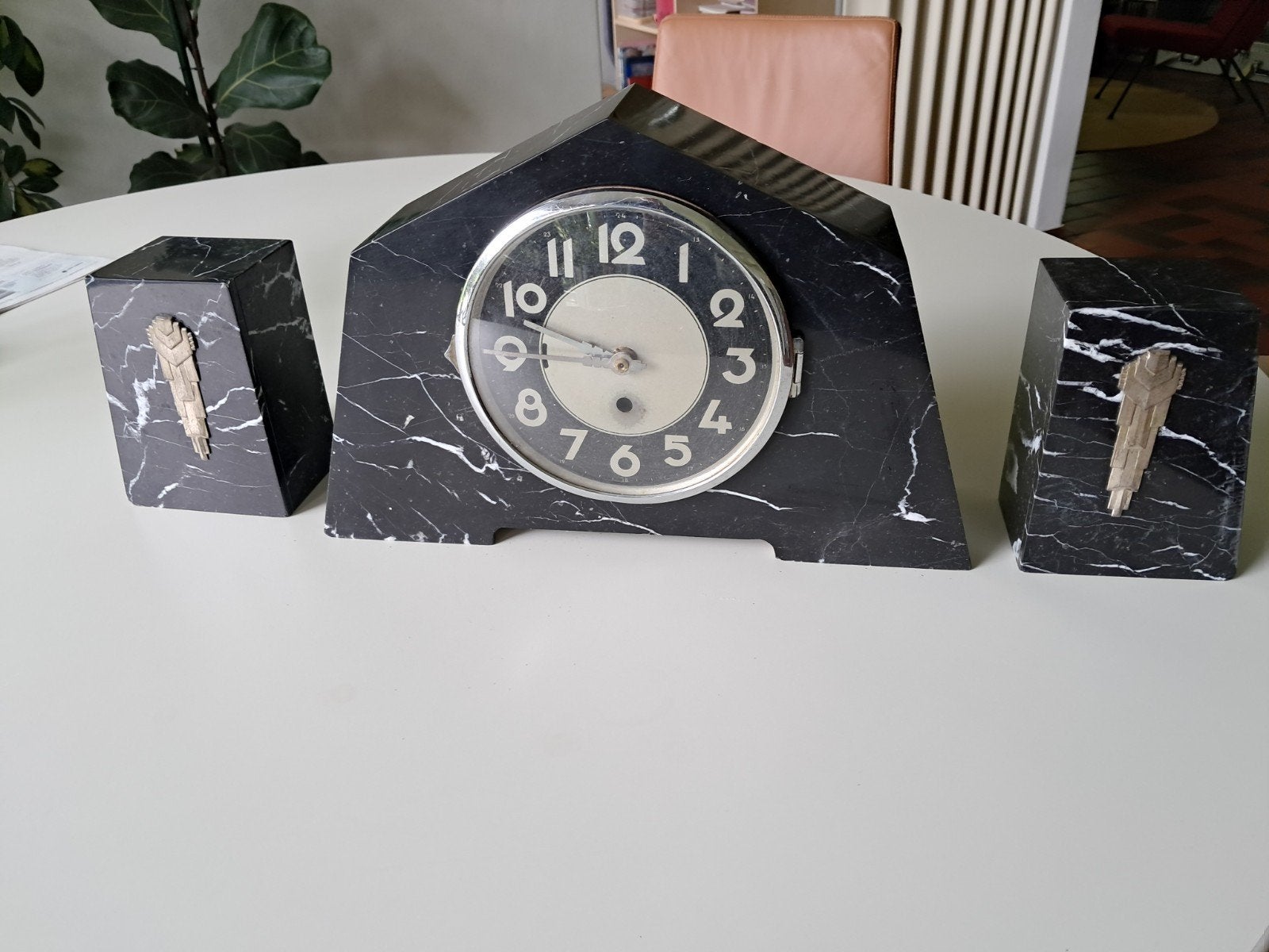 Origineel Art deco klokkenstel met modern mechaniek, Ophalen of Verzenden, Staande klok