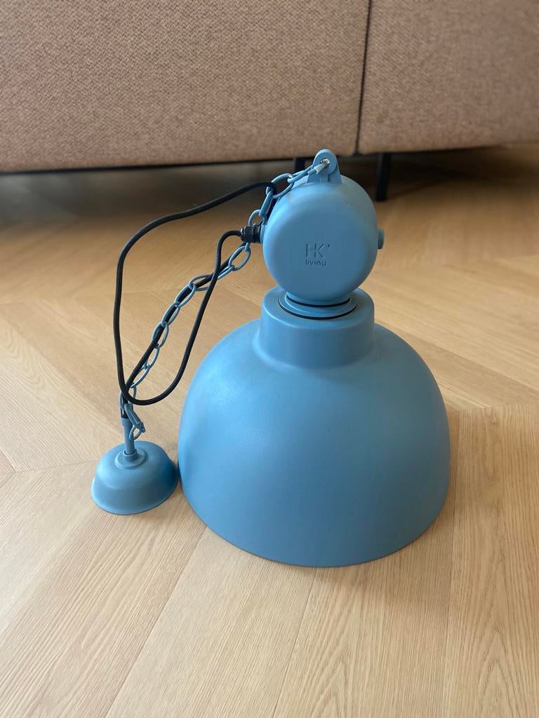 HKliving hanglamp “factory” petrol, zgan, Ophalen of Verzenden, Zo goed als nieuw, Metaal, Minder dan 50 cm