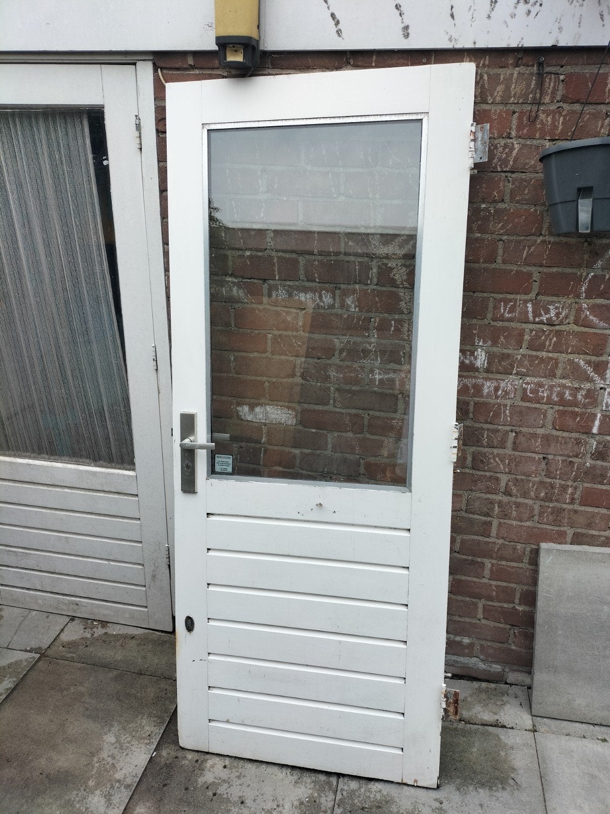 Hardhouten buitendeur stomp, diefstalslot, linksdraaiend, Ophalen, Gebruikt, 80 tot 100 cm, Buitendeur