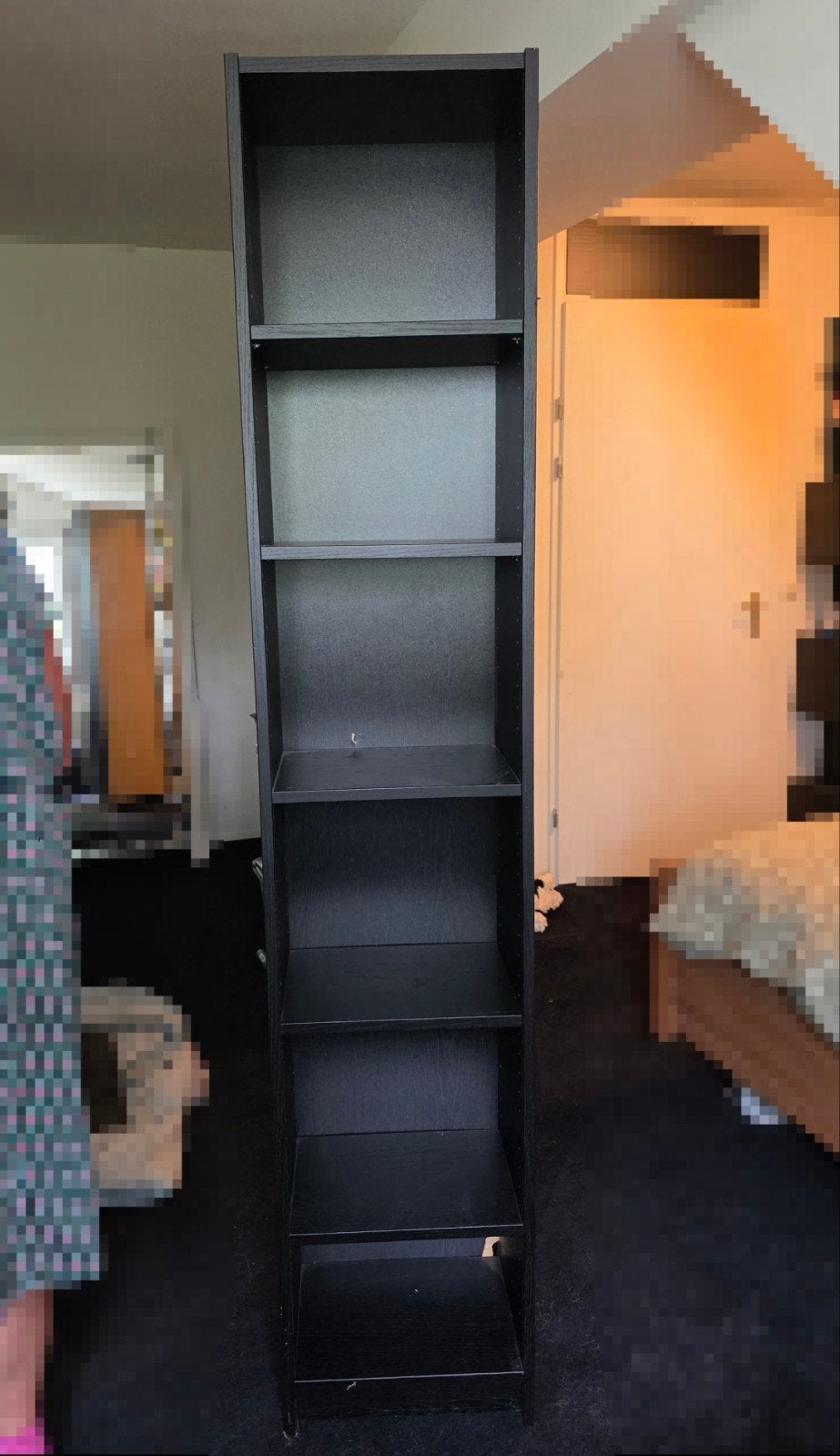 IKEA BILLY Boekenkast zwart eikenpatroon met defecten, Ophalen, Met plank(en), Minder dan 50 cm, Gebruikt