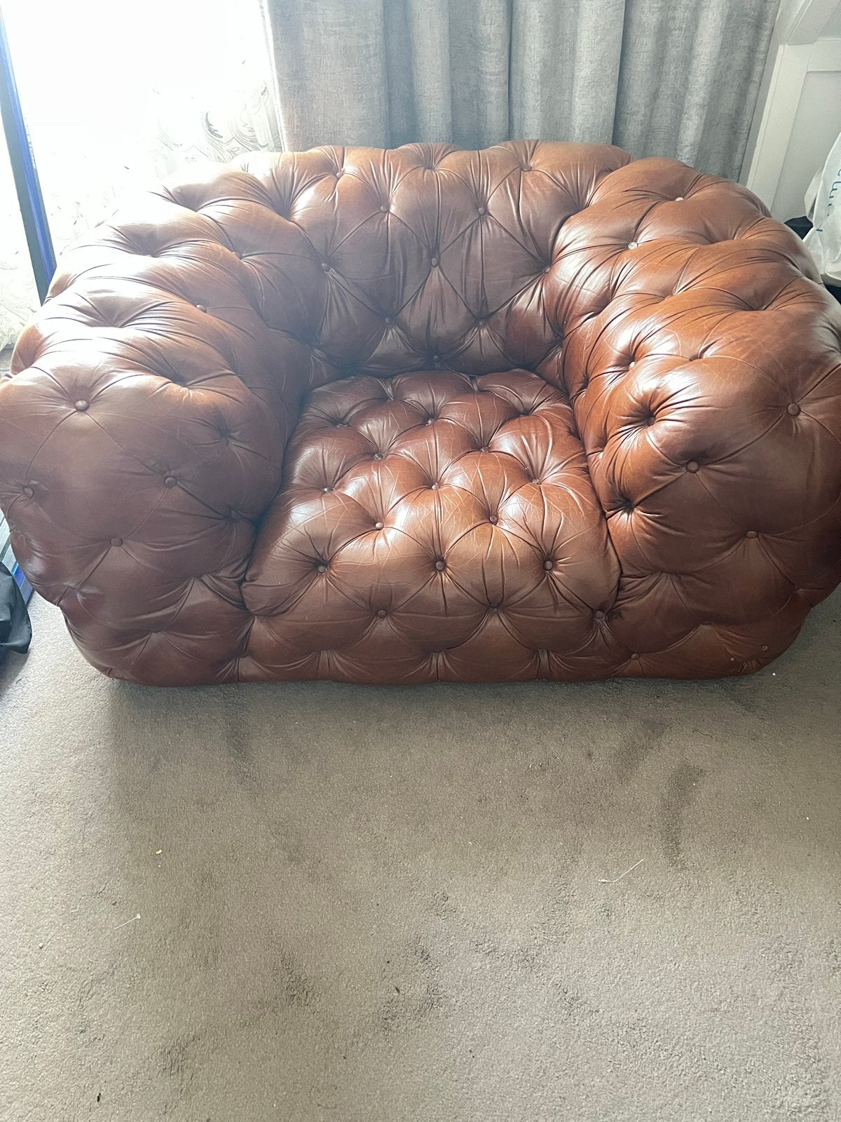 Leren Chesterfield, Ophalen, Gebruikt, 75 tot 100 cm, Leer