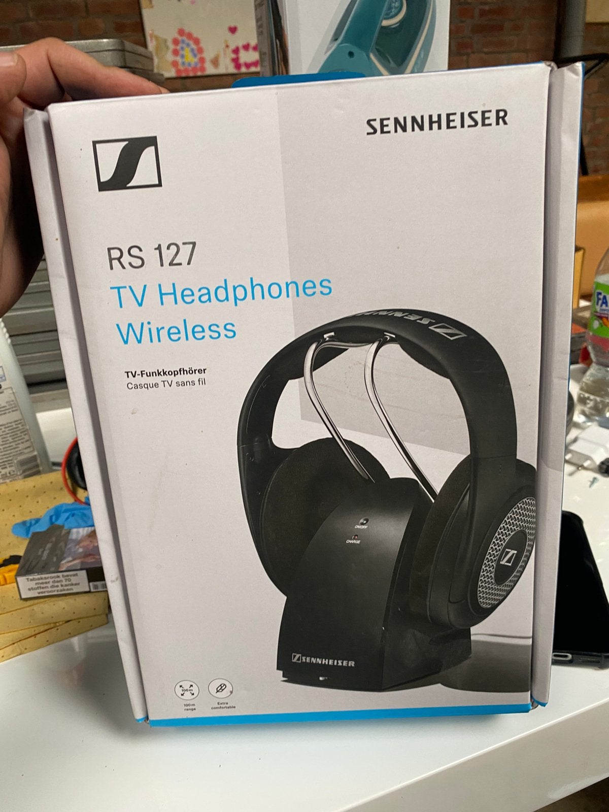 Sennheiser RS 127 Draadloze TV Koptelefoon Compleet in doos!, Ophalen of Verzenden, Zo goed als nieuw, Sennheiser