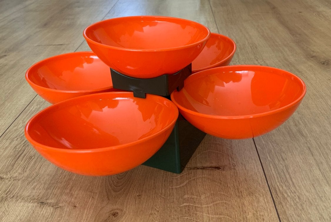 W germany emsa schalenset retro stijl opbouwset oranje groen, Ophalen of Verzenden