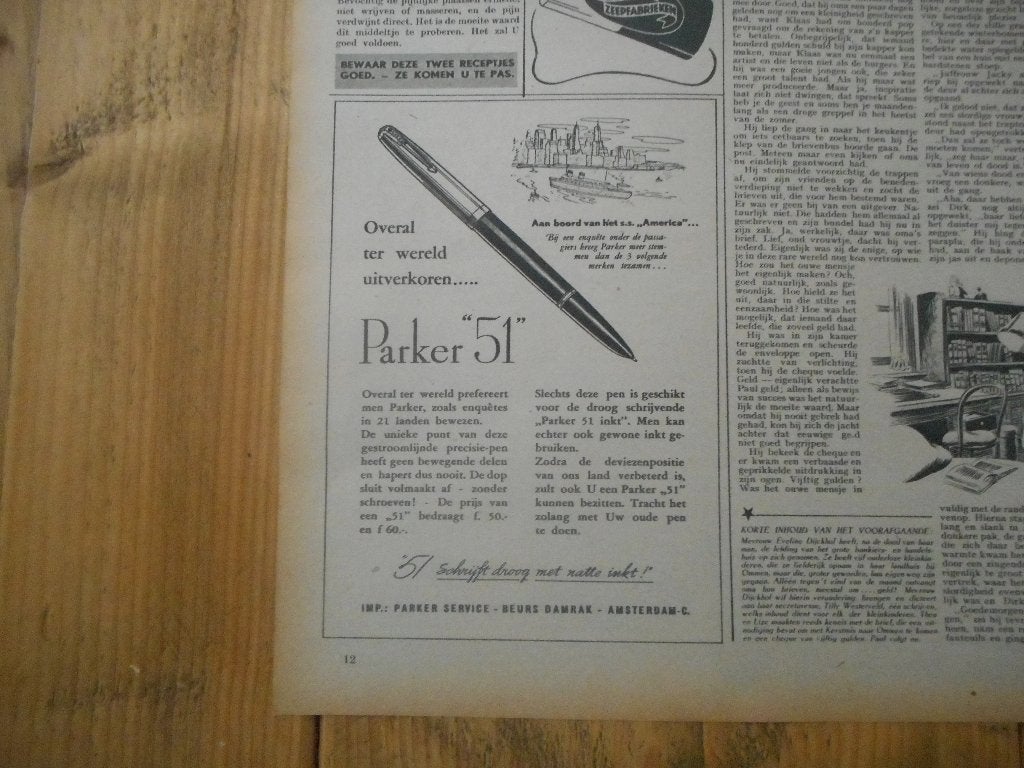 Advertenties Parker. 3 Stuks. 1947., Verzamelen, Pennenverzamelingen, Ophalen of Verzenden, Gebruikt, Vulpen, Parker