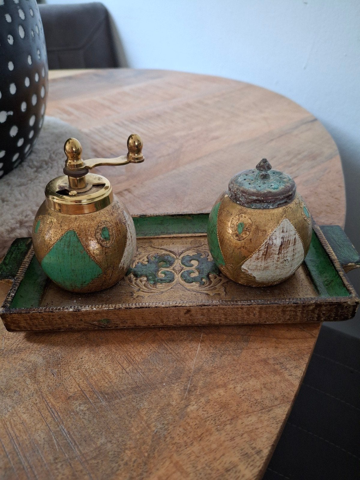 Vintage Italiaanse Peper- en Zoutstellen op Dienblad, Ophalen of Verzenden