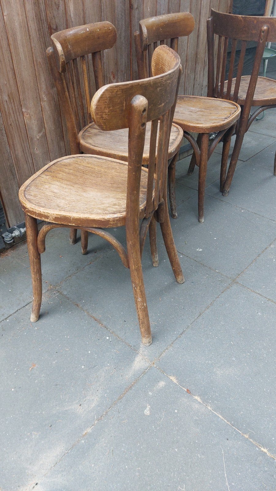 4x Thonet antiek bistro cafe stoel4, Ophalen, Gebruikt, Bruin, Vier