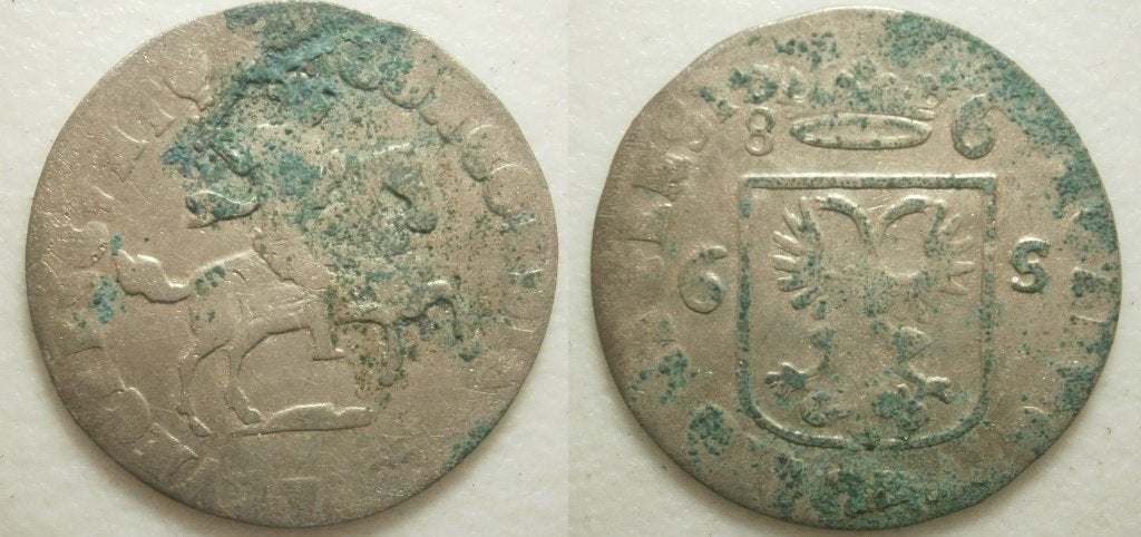 4] Nijmegen Rijderschelling 1686, Vóór koninkrijk, Zilver, 25 cent, Ophalen of Verzenden