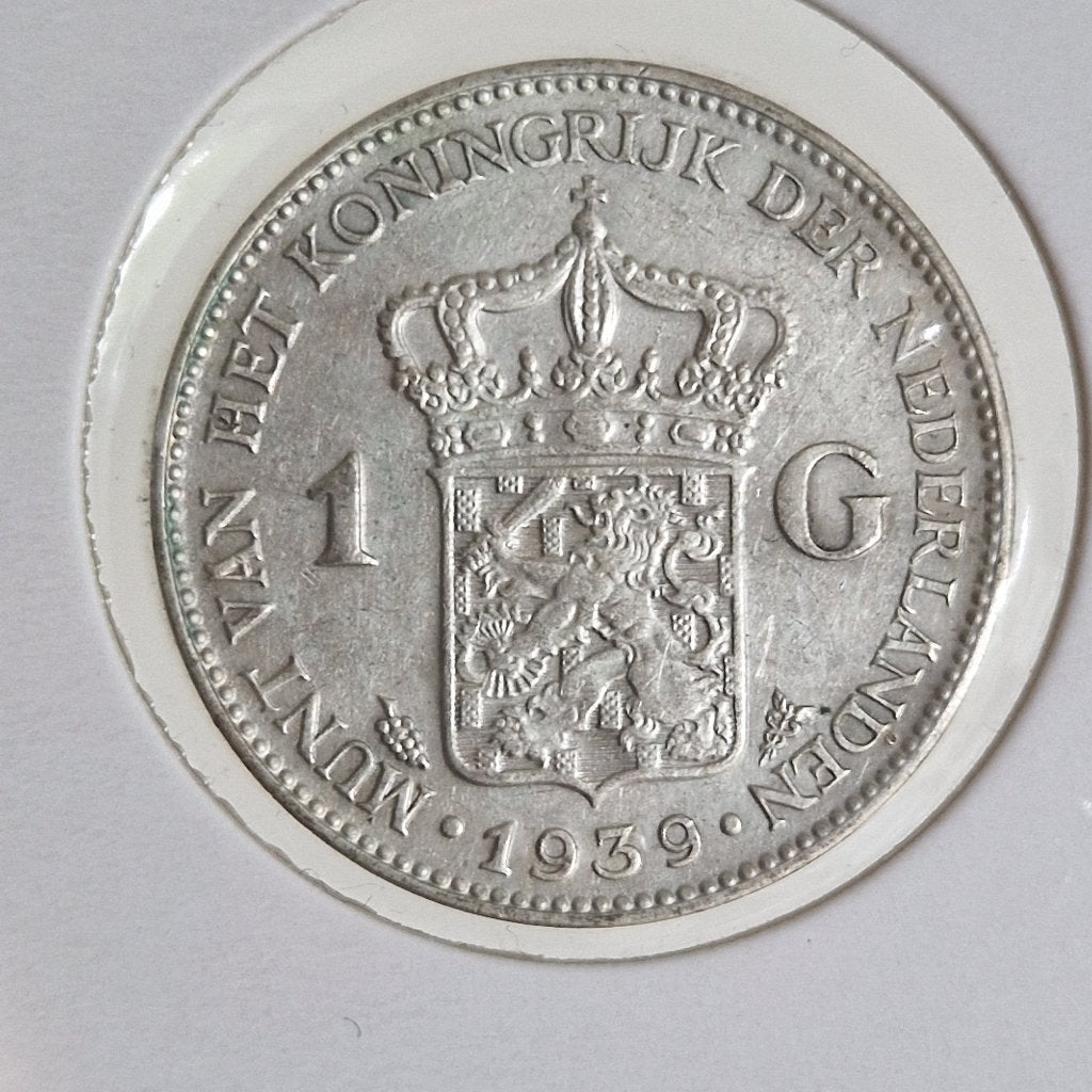 Zilveren gulden 1939 Wilhelmina, 1 gulden, Zilver, Ophalen of Verzenden, Koningin Wilhelmina