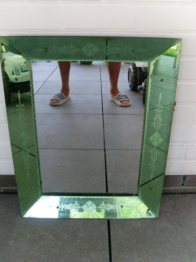 Antieke spiegel in kader, Huis en Inrichting, Minder dan 50 cm, Gebruikt, Ophalen of Verzenden, Minder dan 100 cm