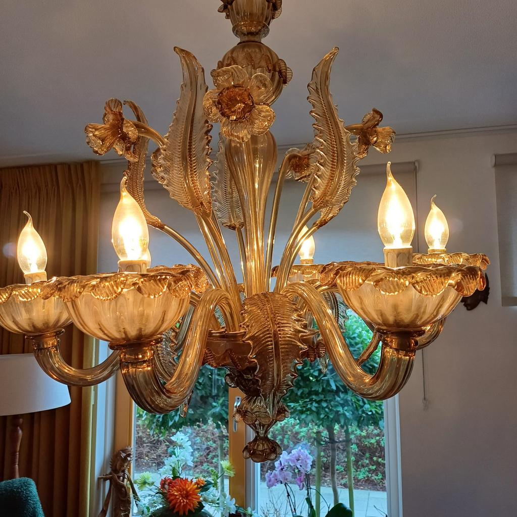 Murano kroonluchter, Huis en Inrichting, Lampen | Kroonluchters, Ophalen, Zo goed als nieuw, Glas
