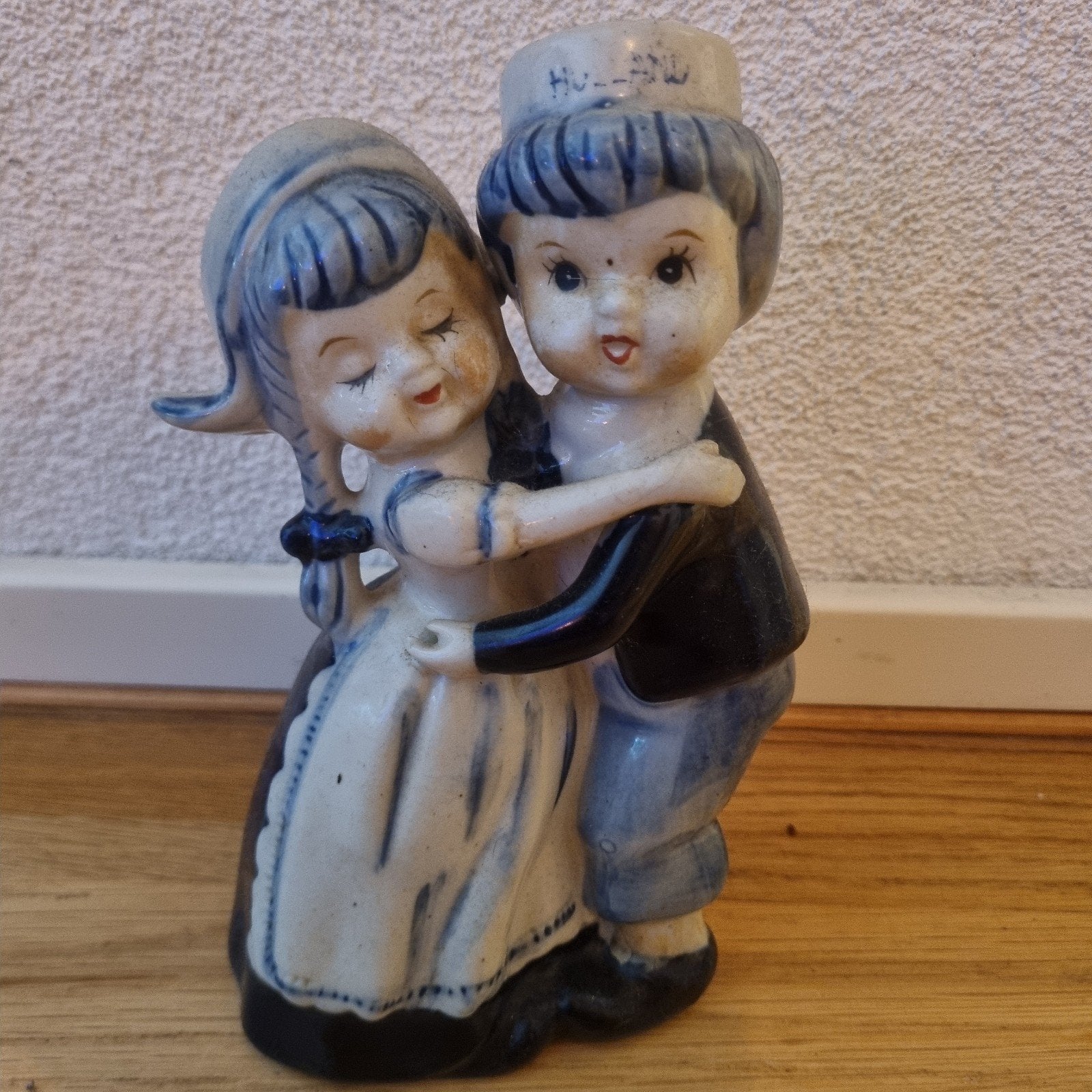 Vintage Delfts Blauw beeldje: Hollands stelletje, Ophalen of Verzenden