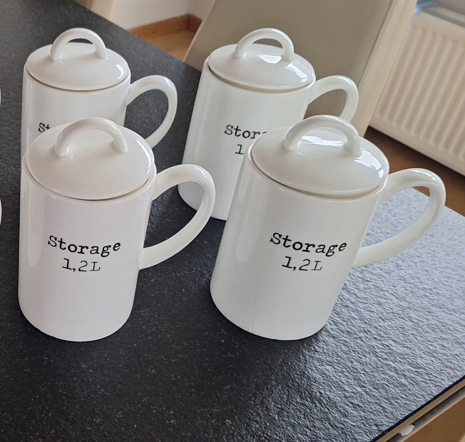Riviera Maison Storage potten 1.2L - Set van 4 (Nieuw), Nieuw, Ophalen of Verzenden, Voorraadpot, Wit
