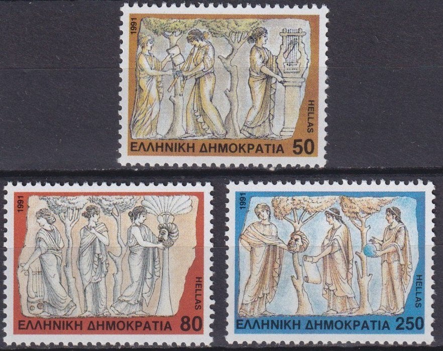 Griekenland 1991 de 9 muzen Vl. 1829/1831 postfris, Verzenden, Griekenland, Postfris