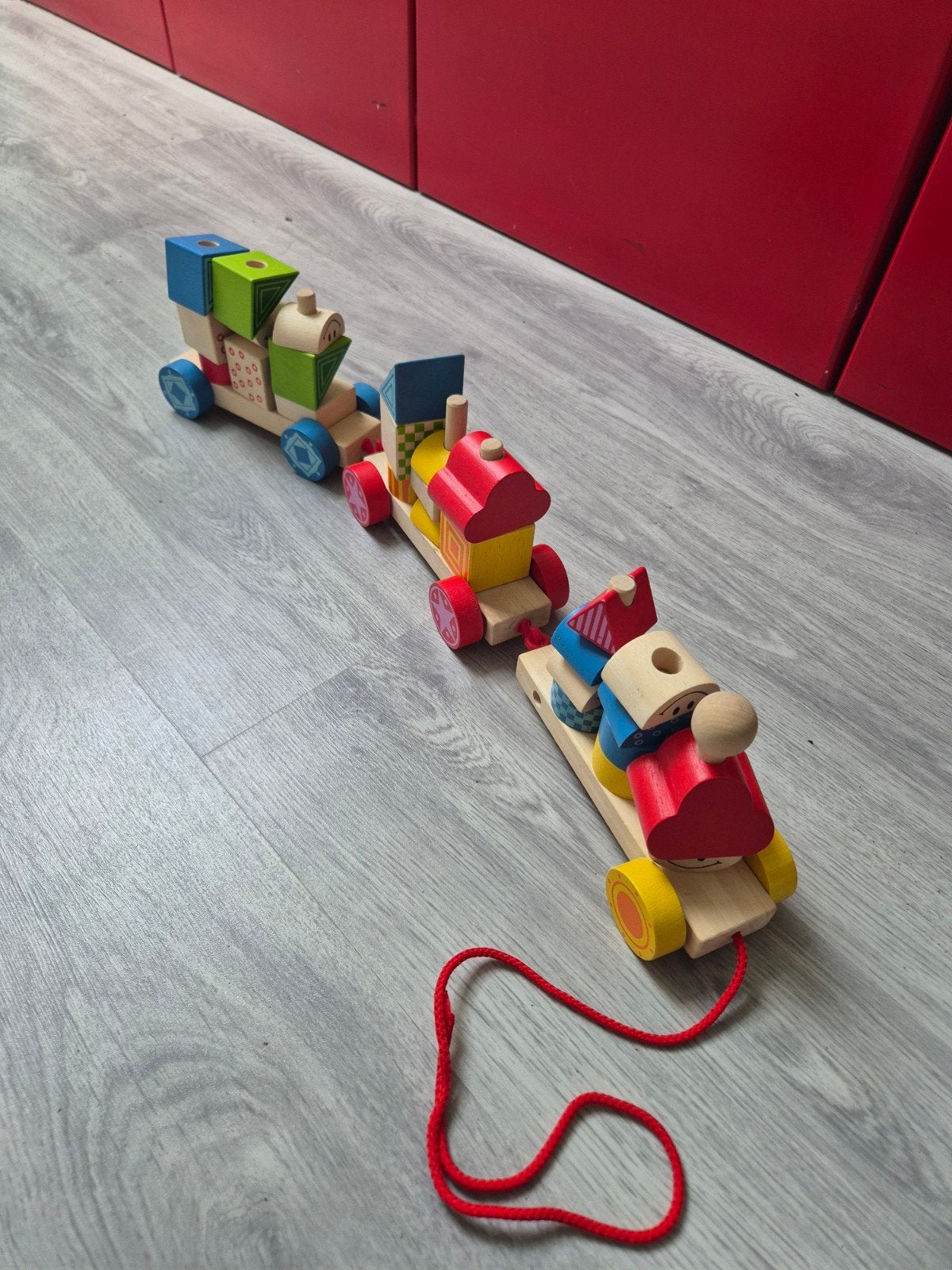 Houten Trein met Blokjes en Trekkoord, Ophalen of Verzenden