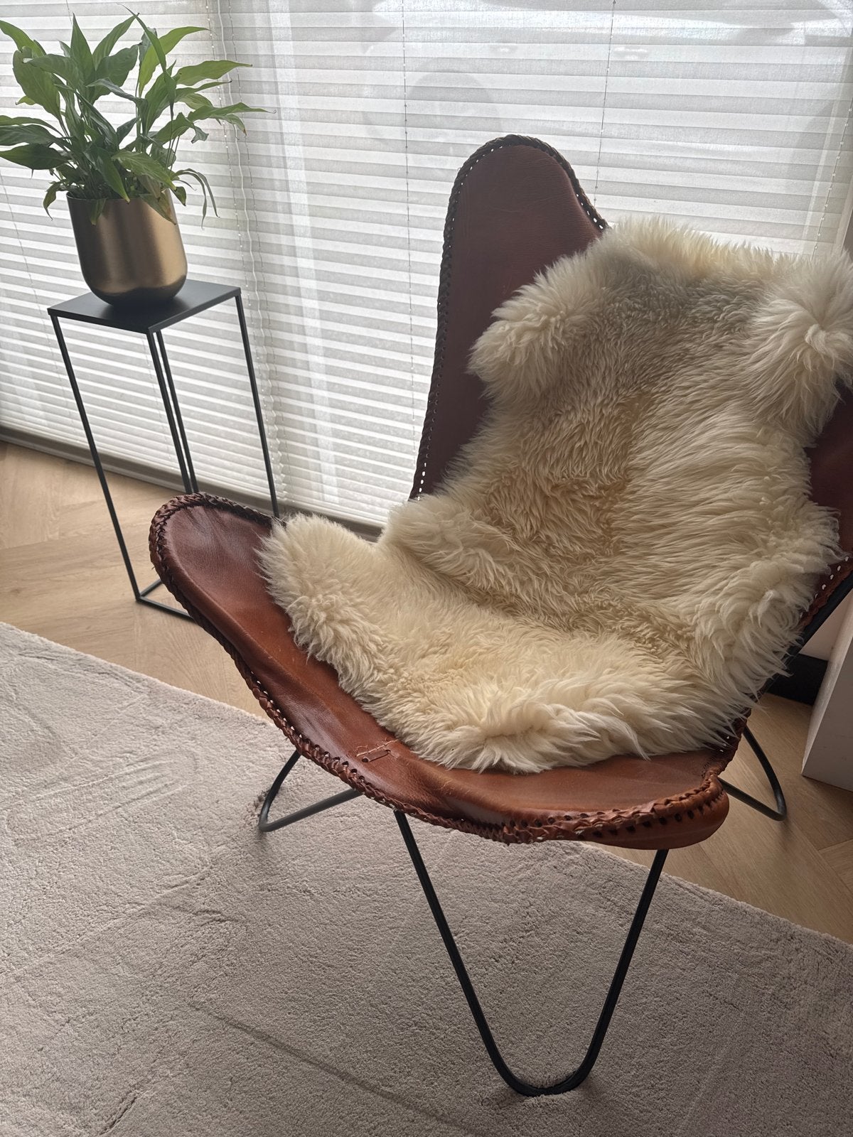 Leren Vlinderstoel - Bruin, Huis en Inrichting, Ophalen, Gebruikt, Bruin, Leer