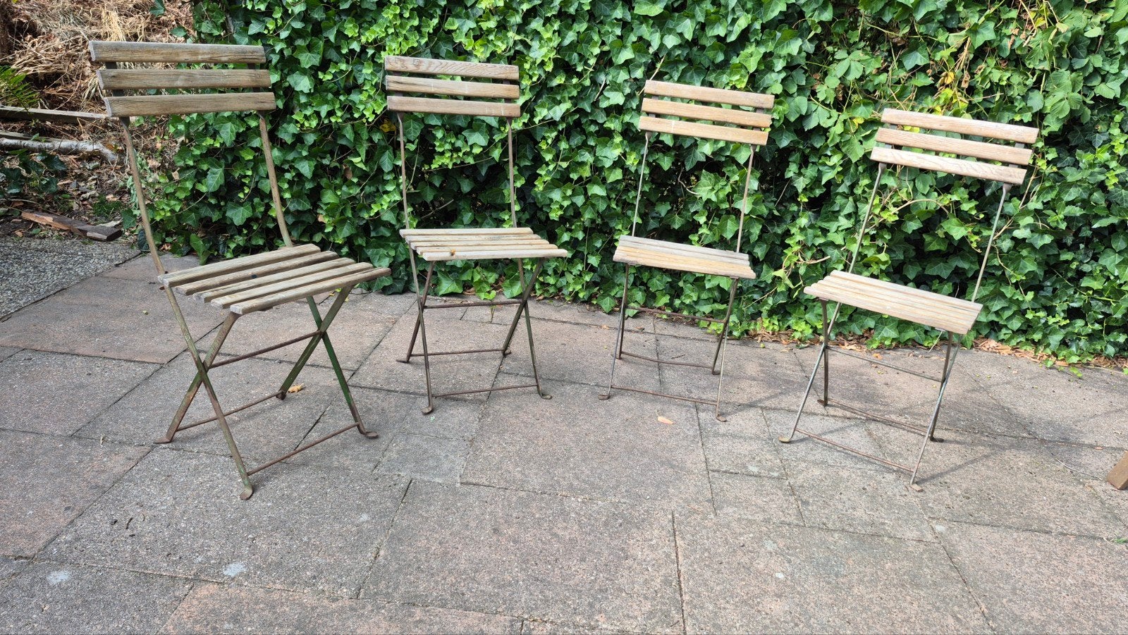 Set van 4 vintage inklapbare tuinstoelen, bistro stoelen, Ophalen