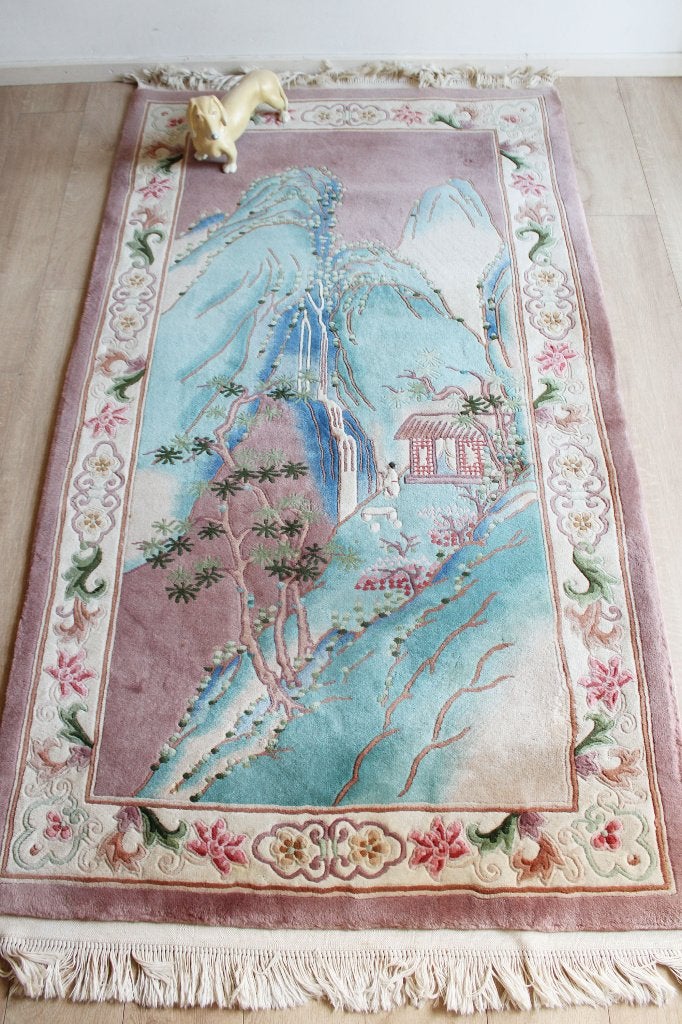 Roze / pastel Chinees tapijt. Oosters vintage kleed, Ophalen, O, Chinees, perzisch, antiek, vintage, eclectisch, 200 cm of meer